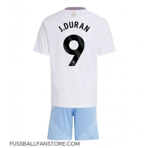 Aston Villa Jhon Duran #9 Replik Auswärtstrikot Kinder 2024-25 Kurzarm (+ Kurze Hosen)